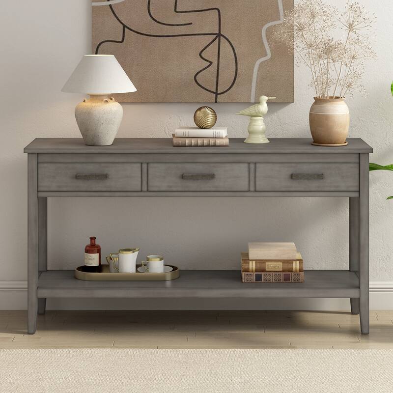 Modern 59.1" Wood Console Table with 3 Drawers and Large Shelf, Stylish Storage Solution for